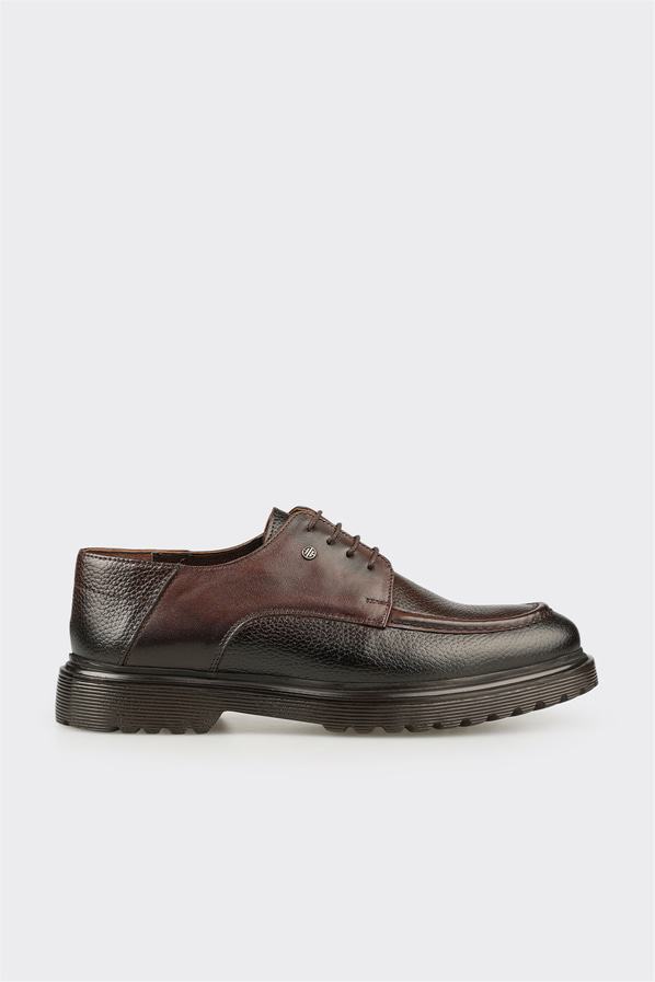 Kahve deri erkek günlük ayakkabı, günlük kullanım için - Elle Shoes