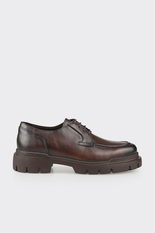 Kahve deri erkek günlük ayakkabı, günlük kullanım için - Elle Shoes