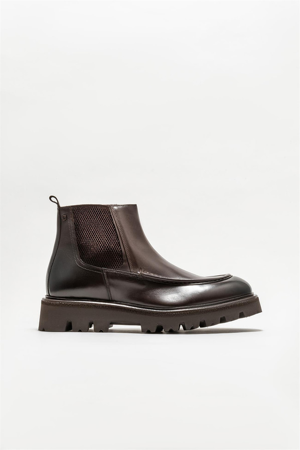 Kahve deri erkek günlük bot, günlük kullanım için - Elle Shoes