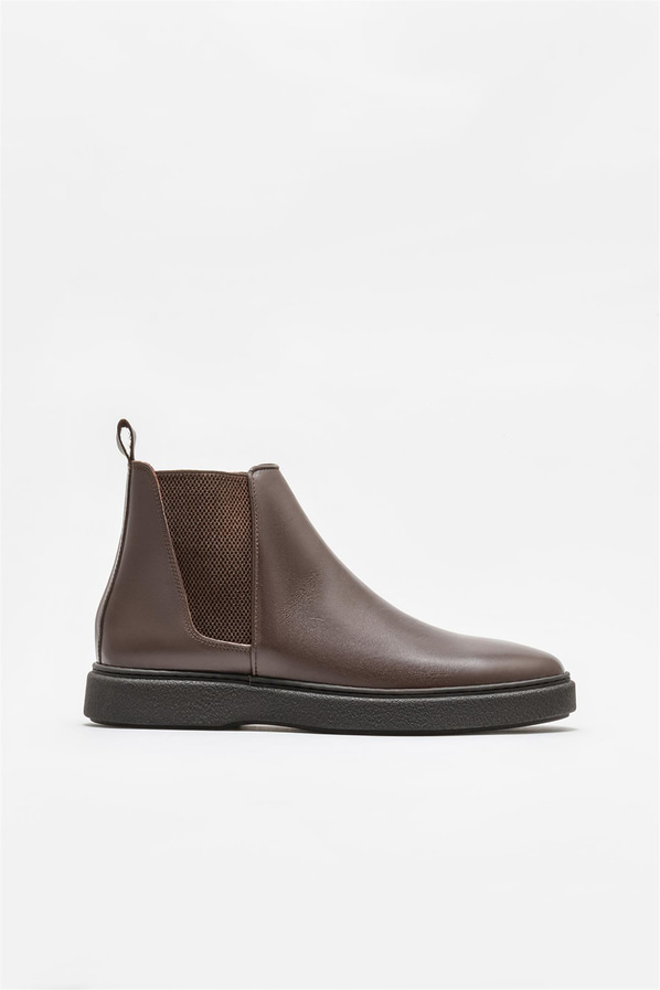 Kahve deri erkek günlük bot, günlük kullanım için - Elle Shoes