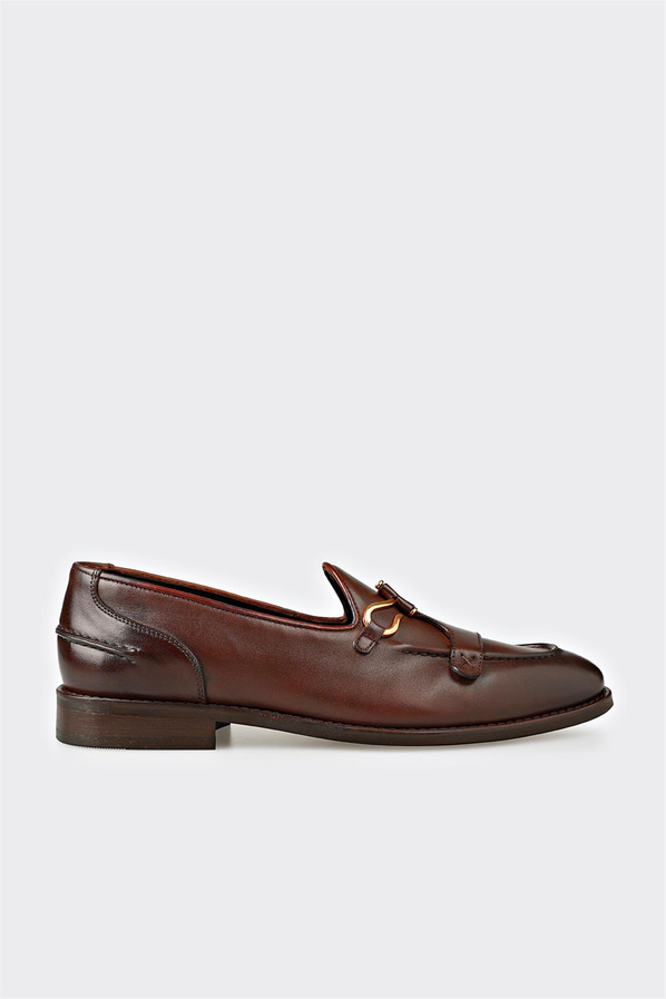 Kahve deri örgü dokulu erkek loafer, ofis stili için - Elle Shoes
