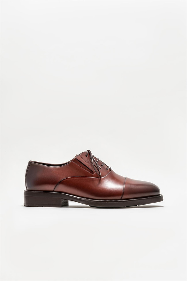 Kahve deri erkek klasik ayakkabı - Elle Shoes