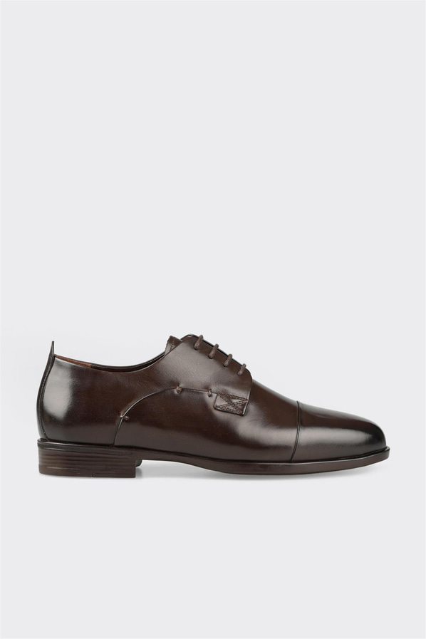 Kahve deri erkek klasik ayakkabı - Elle Shoes