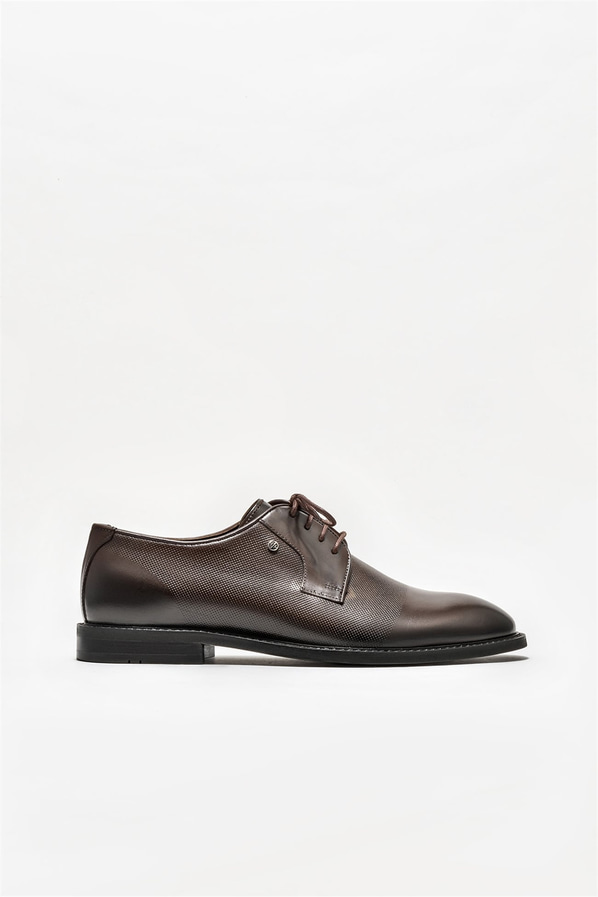 Kahve deri erkek klasik ayakkabı - Elle Shoes