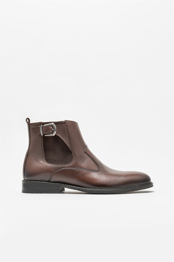 Kahve deri erkek klasik bot - Elle Shoes