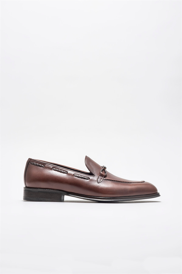 Kahve deri erkek loafer - Elle Shoes