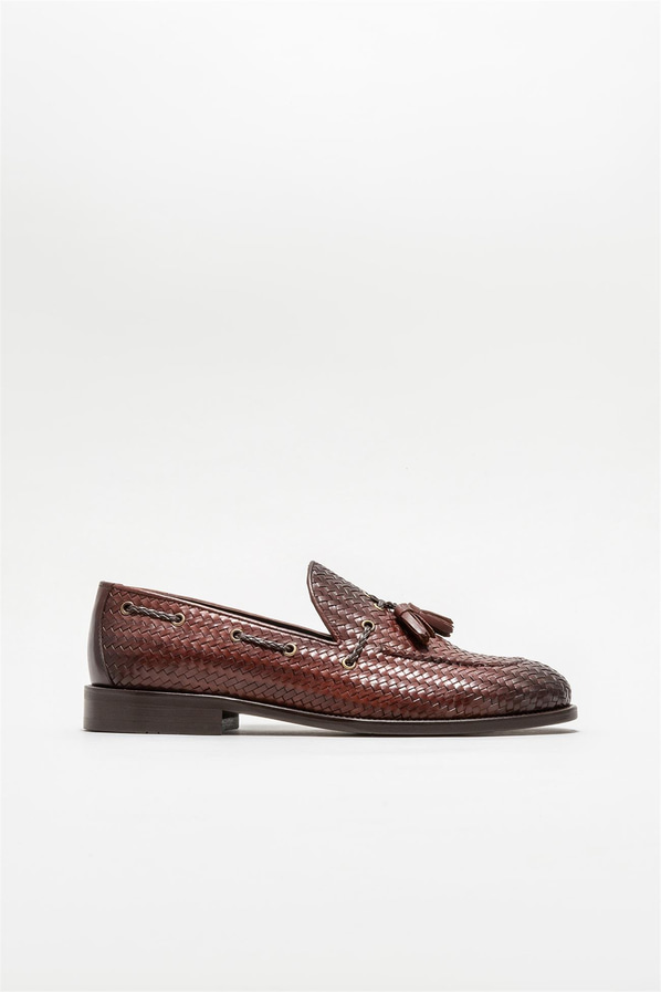 Kahve deri erkek loafer - Elle Shoes
