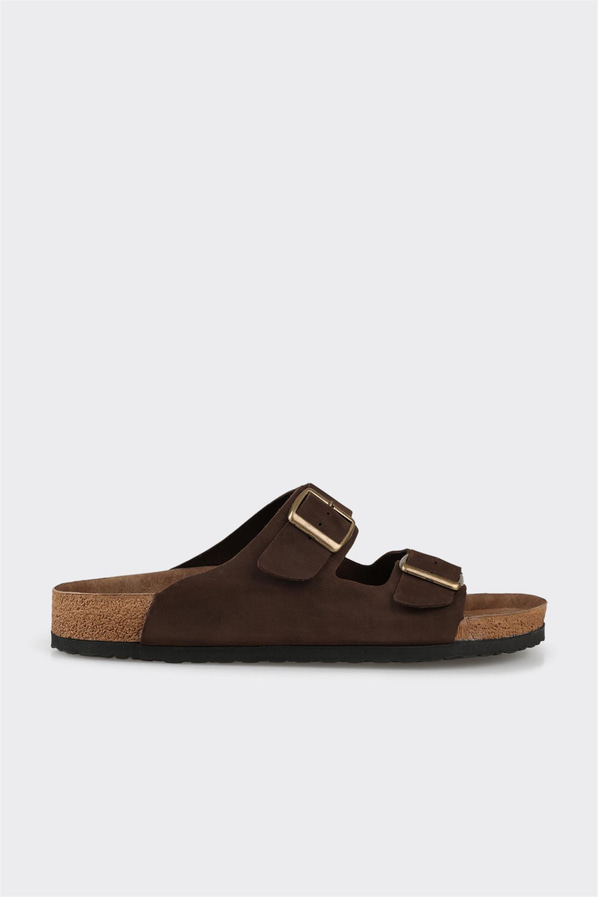 Kahve deri erkek terlik, rahat kullanım için - Elle Shoes