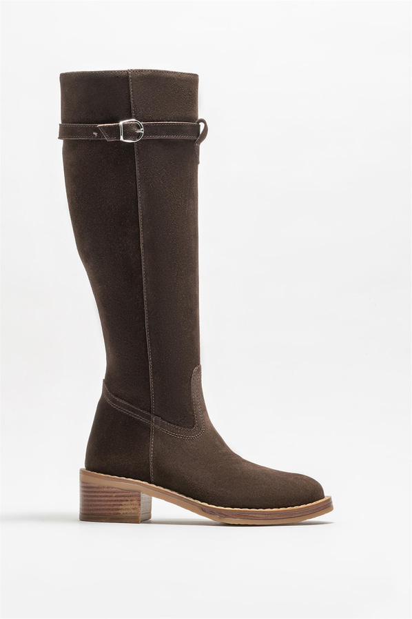 Kahve deri kadın çizme - Elle Shoes