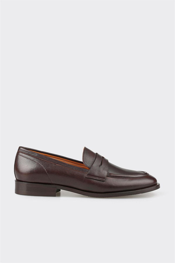 Kahve deri kadın loafer, günlük kullanım için - Elle Shoes