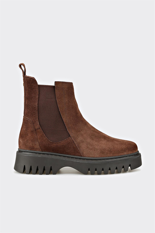 Kahve deri kadın bot, günlük kullanım için - Elle Shoes