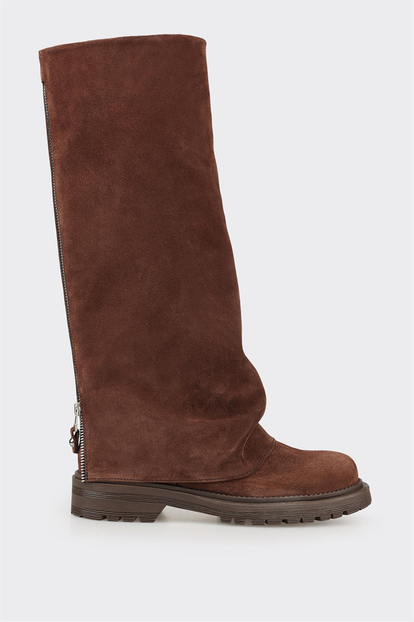 Kahve Deri Kadın Günlük Çizme