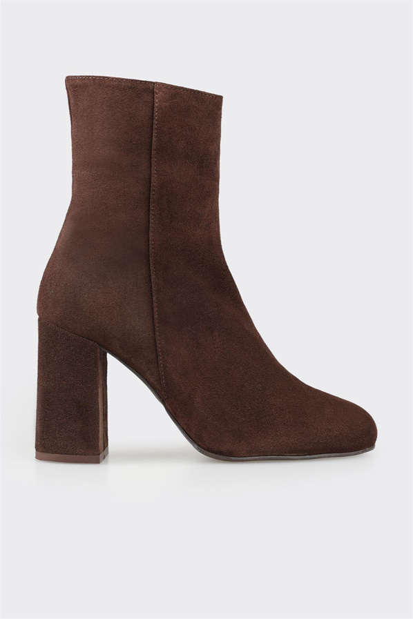 Kahve deri kadın bot, klasik stil için - Elle Shoes