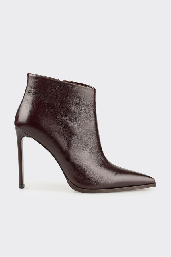 Kahve deri kadın klasik bot, ofis stili için - Elle Shoes