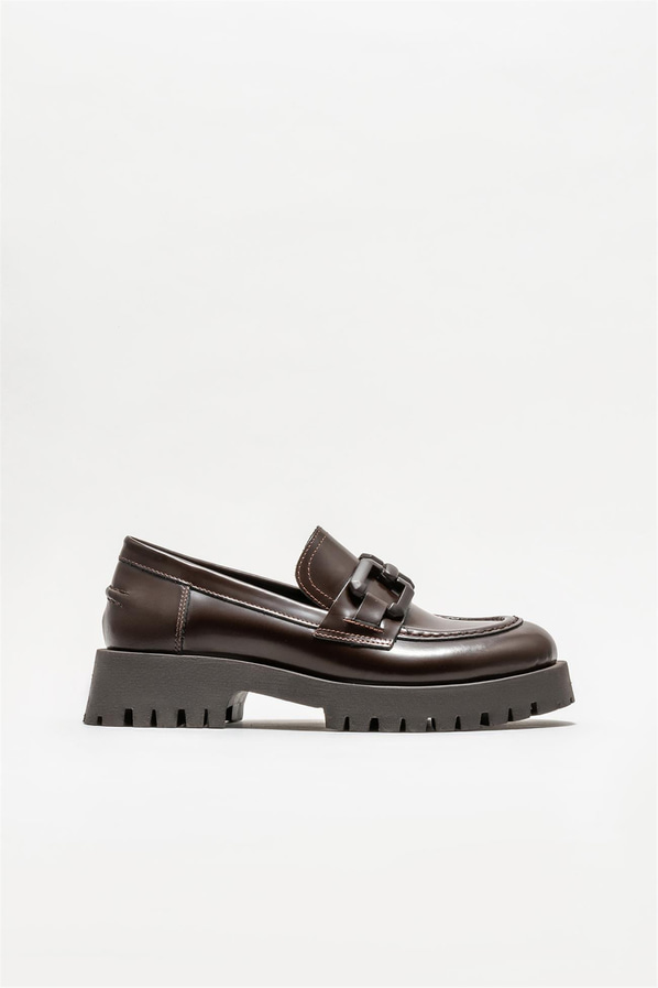 Kahve deri kadın loafer - Elle Shoes