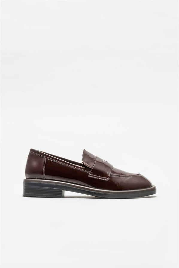 Kahve deri kadın loafer - Elle Shoes