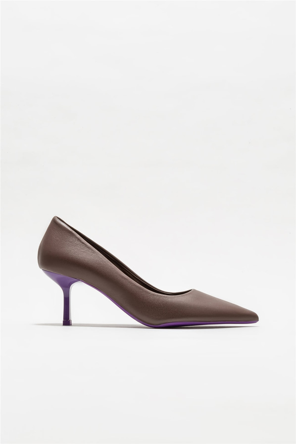 Kahve deri kadın stiletto - Elle Shoes
