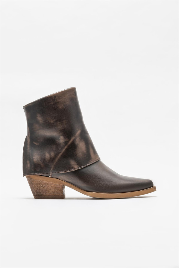 Kahve deri kadın bot - Elle Shoes