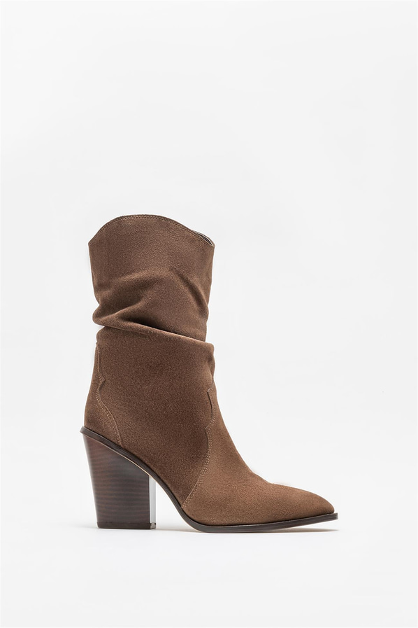 Kahve deri kadın bot - Elle Shoes