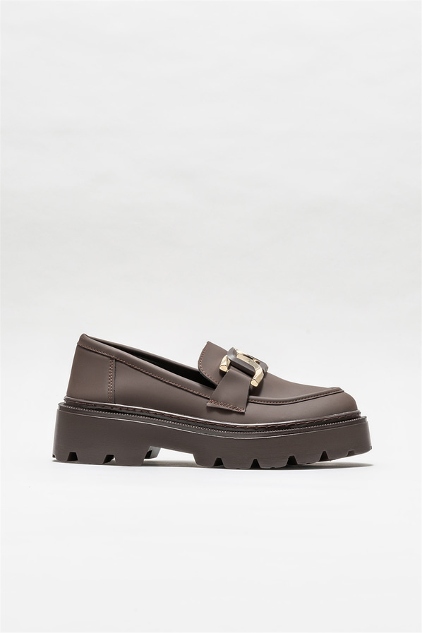 Kahve kadın loafer, günlük kullanım için - Elle Shoes