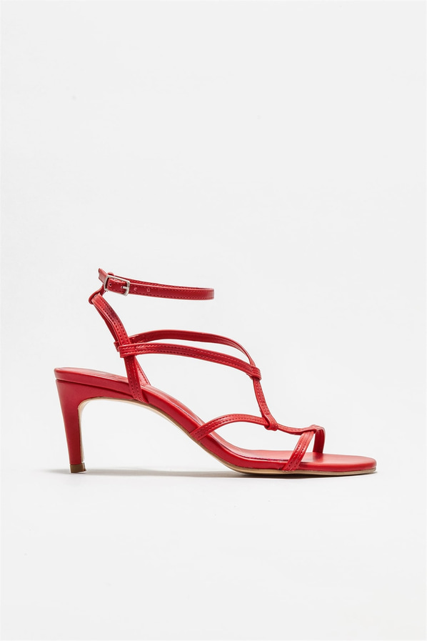 Kırmızı topuklu kadın sandalet - Elle Shoes