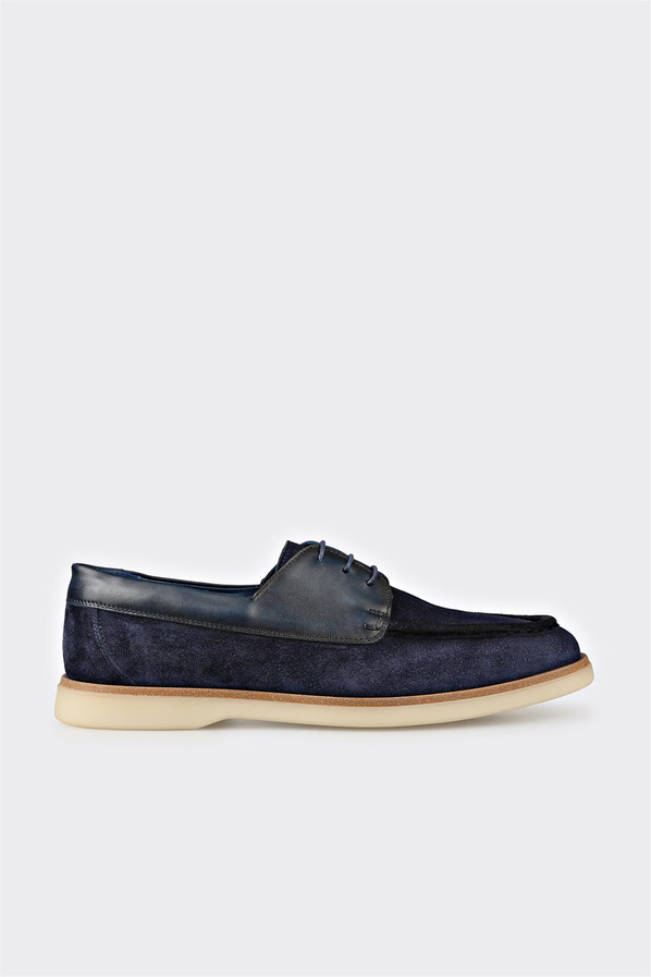 Lacivert deri erkek günlük ayakkabı, günlük kullanım için - Elle Shoes