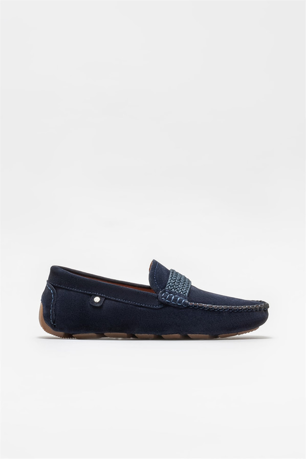 Lacivert deri erkek günlük ayakkabı, günlük kullanım için - Elle Shoes