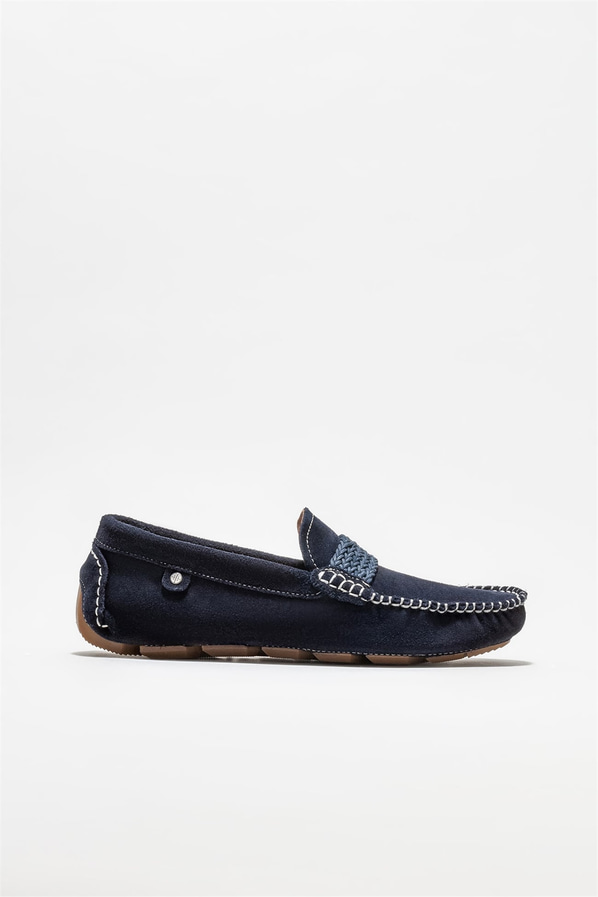 Lacivert deri erkek günlük ayakkabı, günlük kullanım için - Elle Shoes