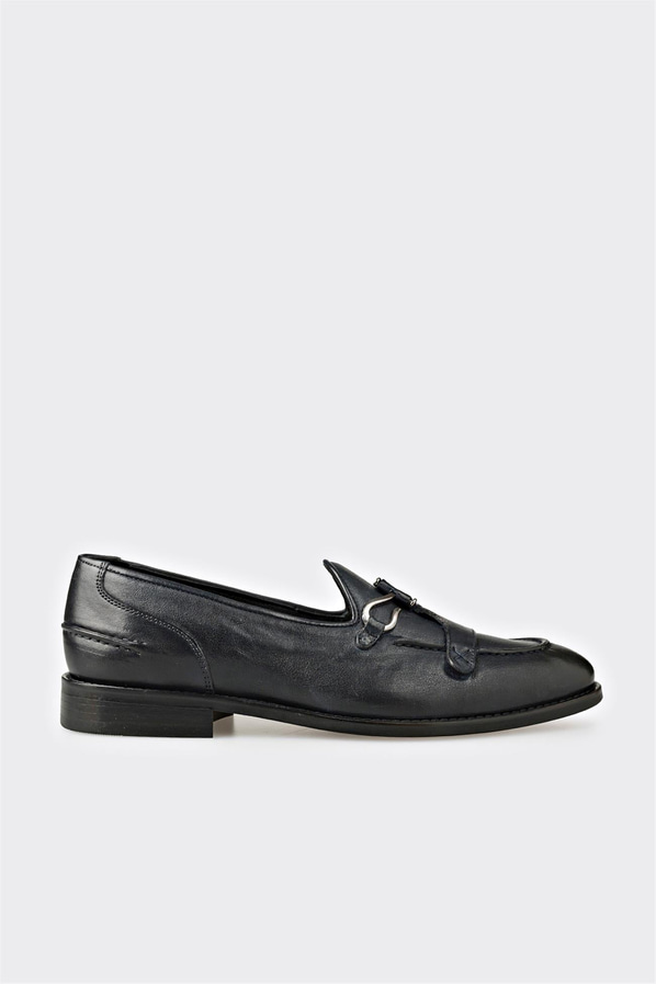 Lacivert deri simli yumuşak dokulu erkek loafer, rahat kullanım için - Elle Shoes