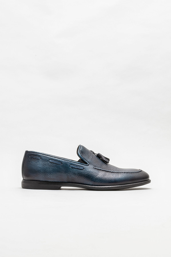 Lacivert deri erkek loafer - Elle Shoes