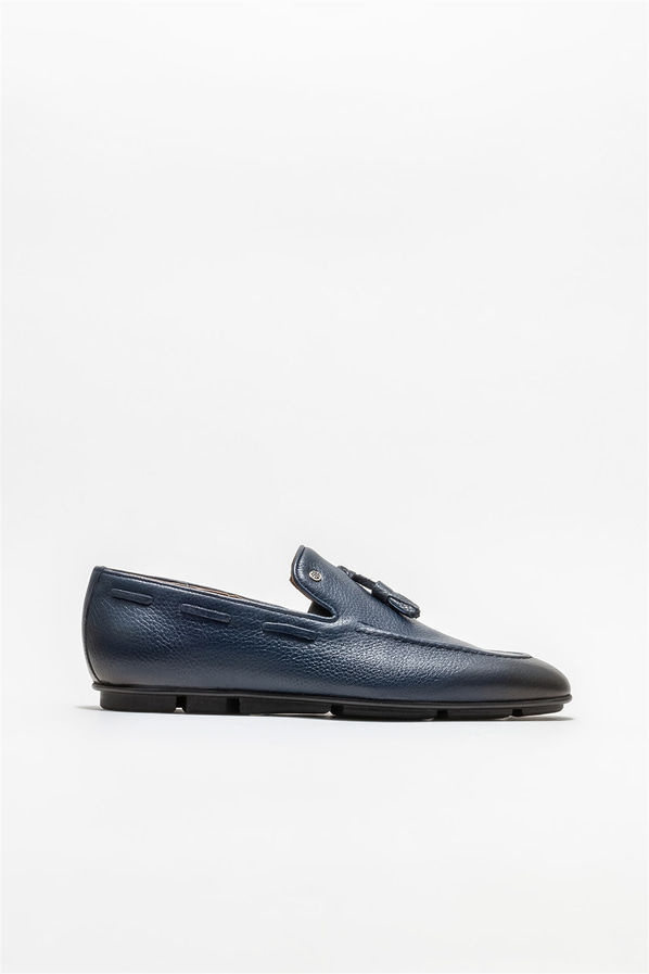 Lacivert deri erkek loafer - Elle Shoes