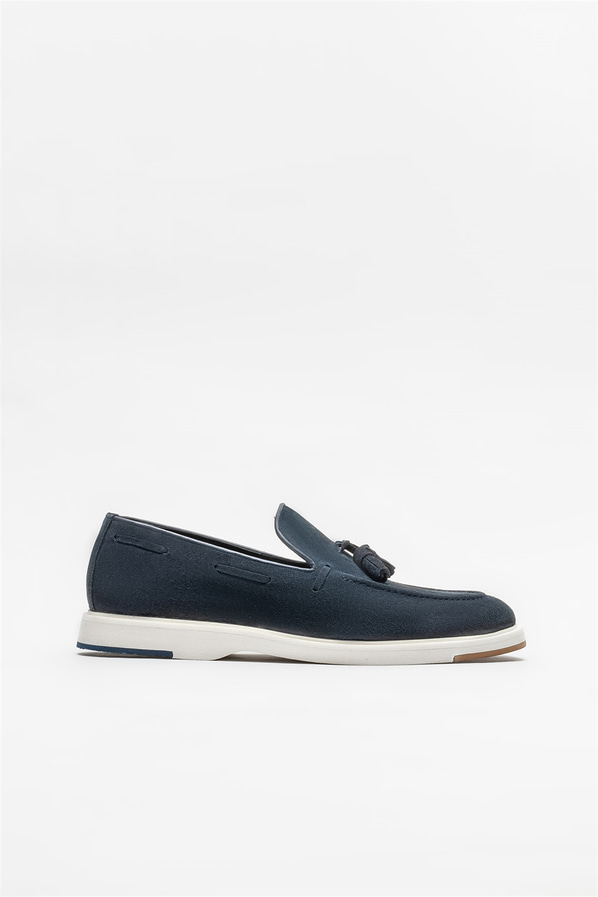 Lacivert deri erkek loafer - Elle Shoes