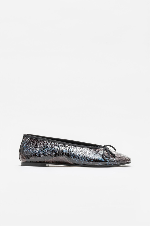Lacivert deri kadın babet - Elle Shoes