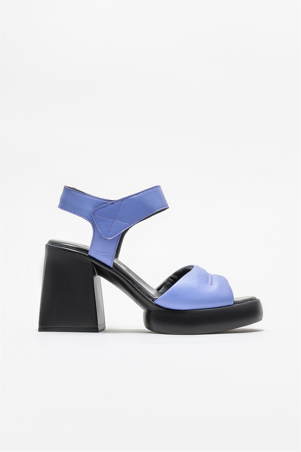 Lila deri topuklu kadın sandalet - Elle Shoes