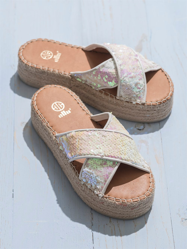 Beyaz kadın terlik - Elle Shoes