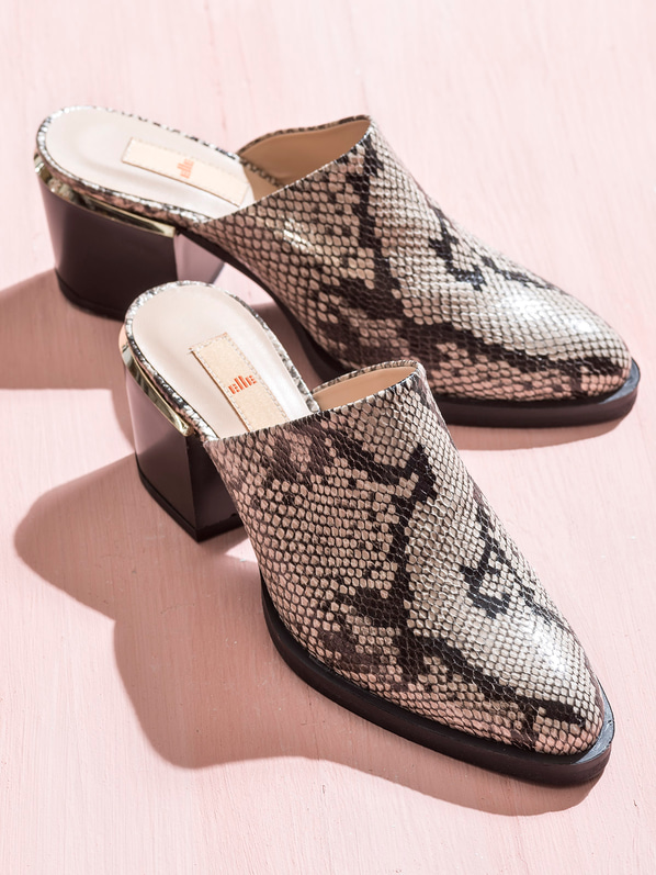 Çok renkli kalın topuklu kadın terlik - Elle Shoes