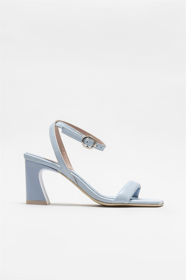 Mavi deri topuklu kadın sandalet - Elle Shoes