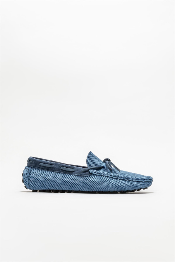Mavi erkek loafer, günlük kullanım için - Elle Shoes