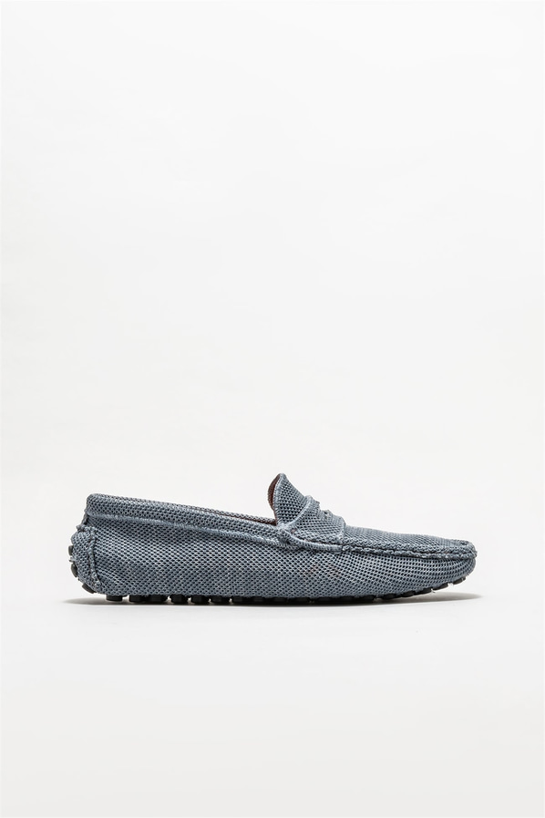 Mavi erkek loafer, günlük kullanım için - Elle Shoes