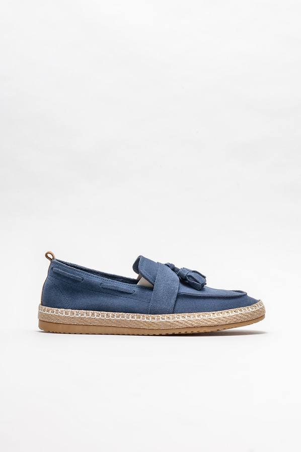 Mavi deri erkek loafer - Elle Shoes