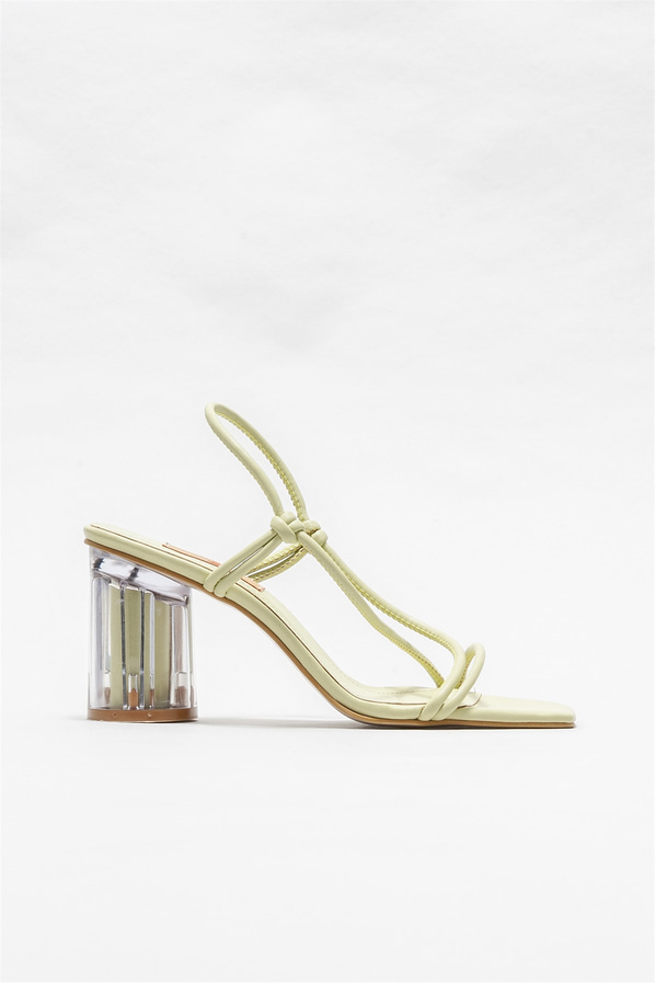 Mint yeşili topuklu kadın sandalet, günlük kullanım için - Elle Shoes