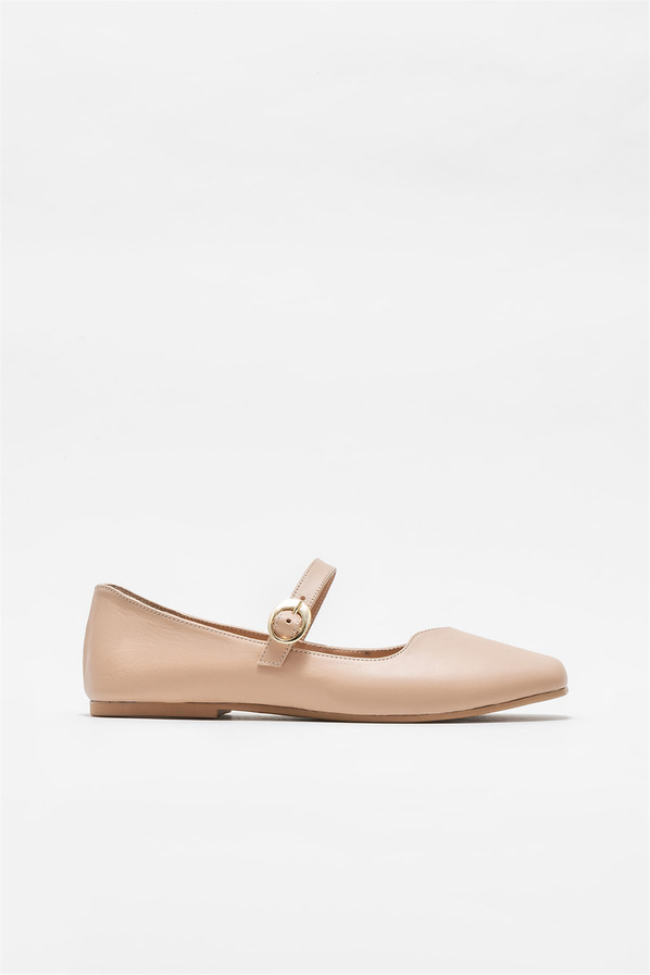 Naturel deri kadın babet - Elle Shoes