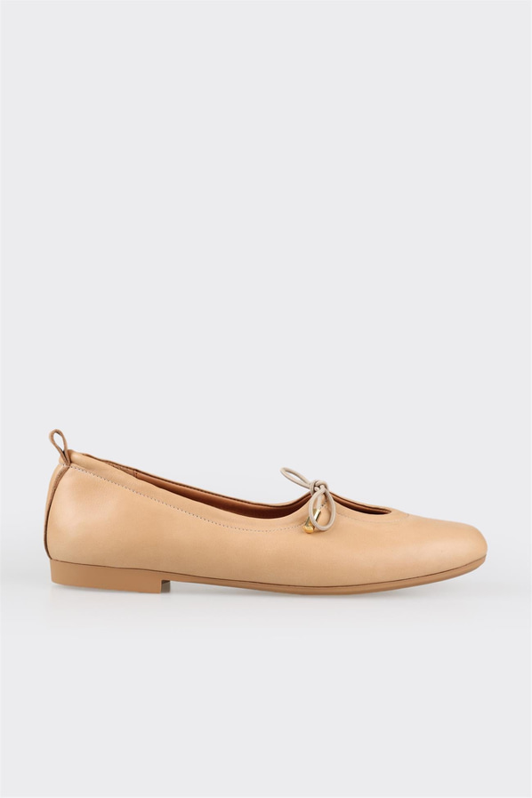 Naturel deri kadın babet - Elle Shoes
