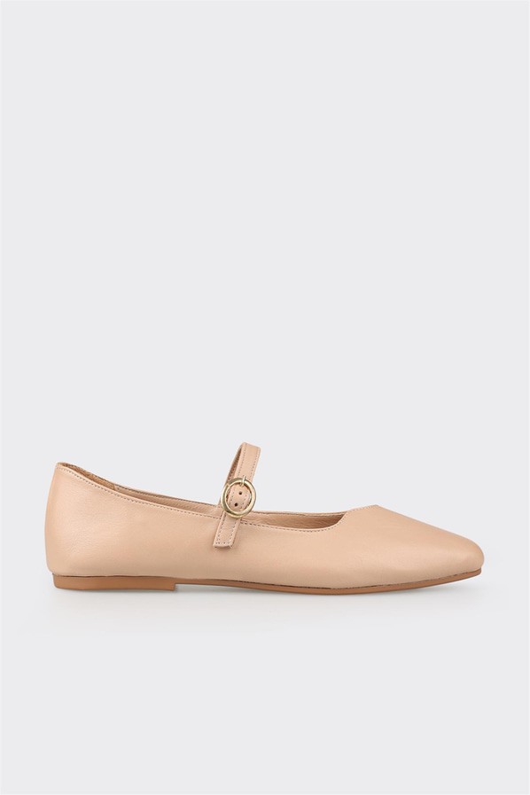 Naturel deri kadın babet - Elle Shoes