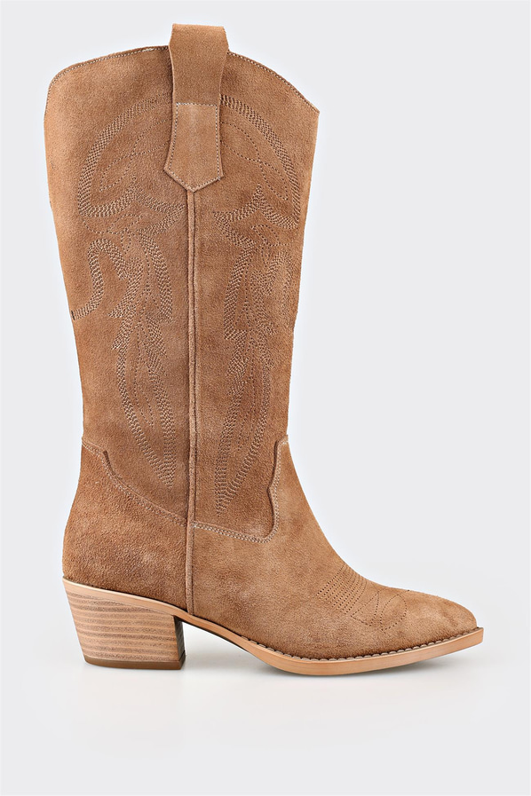 Naturel deri kadın çizme - Elle Shoes
