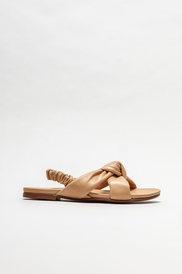 Naturel deri düz kadın sandalet - Elle Shoes