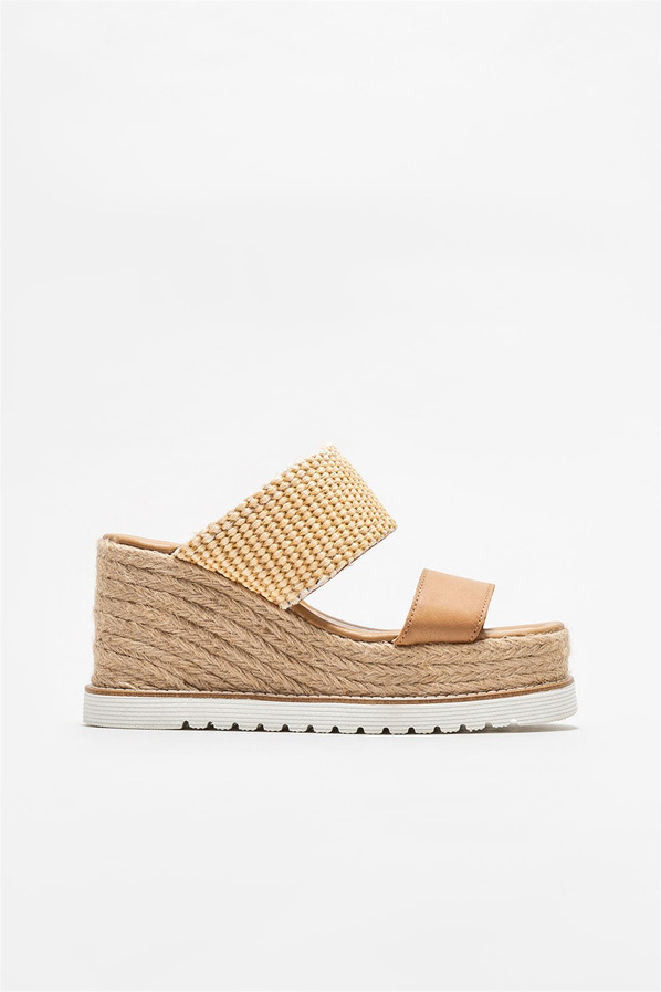 Naturel deri kadın espadril - Elle Shoes