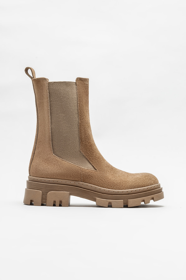 Naturel deri düz kadın bot, günlük kullanım için - Elle Shoes