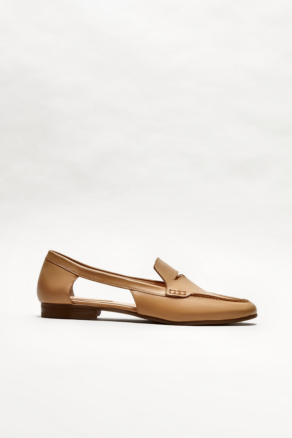 Naturel deri kadın loafer - Elle Shoes