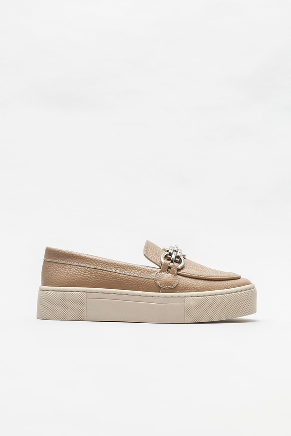 Naturel deri kadın loafer - Elle Shoes